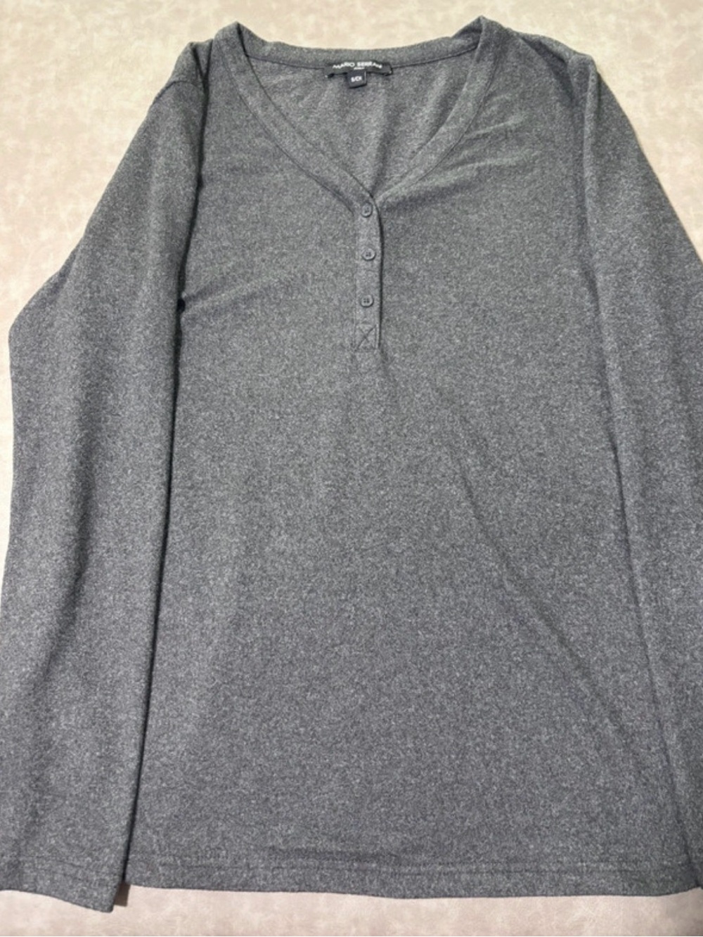 Mario Serrani Gray Long-Sleeve Henley Shirt
